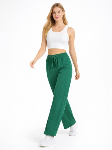 Wide Leg Pantalon 'FLORYN – Palazzohose Crinkle' fashionshowcase en vert