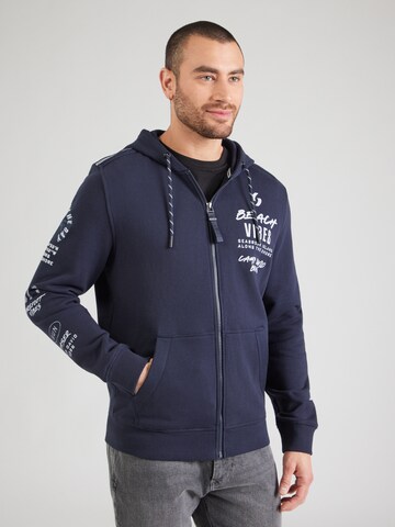 CAMP DAVID Zip-Up Hoodie in Blue: front