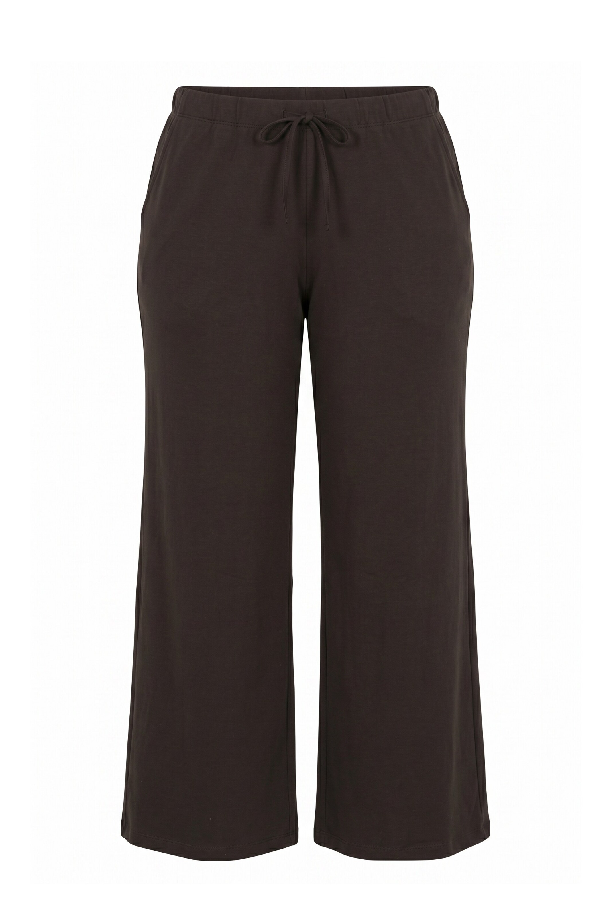 Ulla Popken Wide leg Broek in Bruin: voorkant