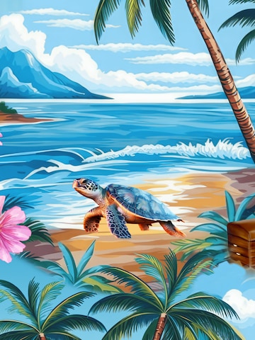 Hawaiihemdshop.de Regular Fit Hemd 'Turtle Island' in Blau