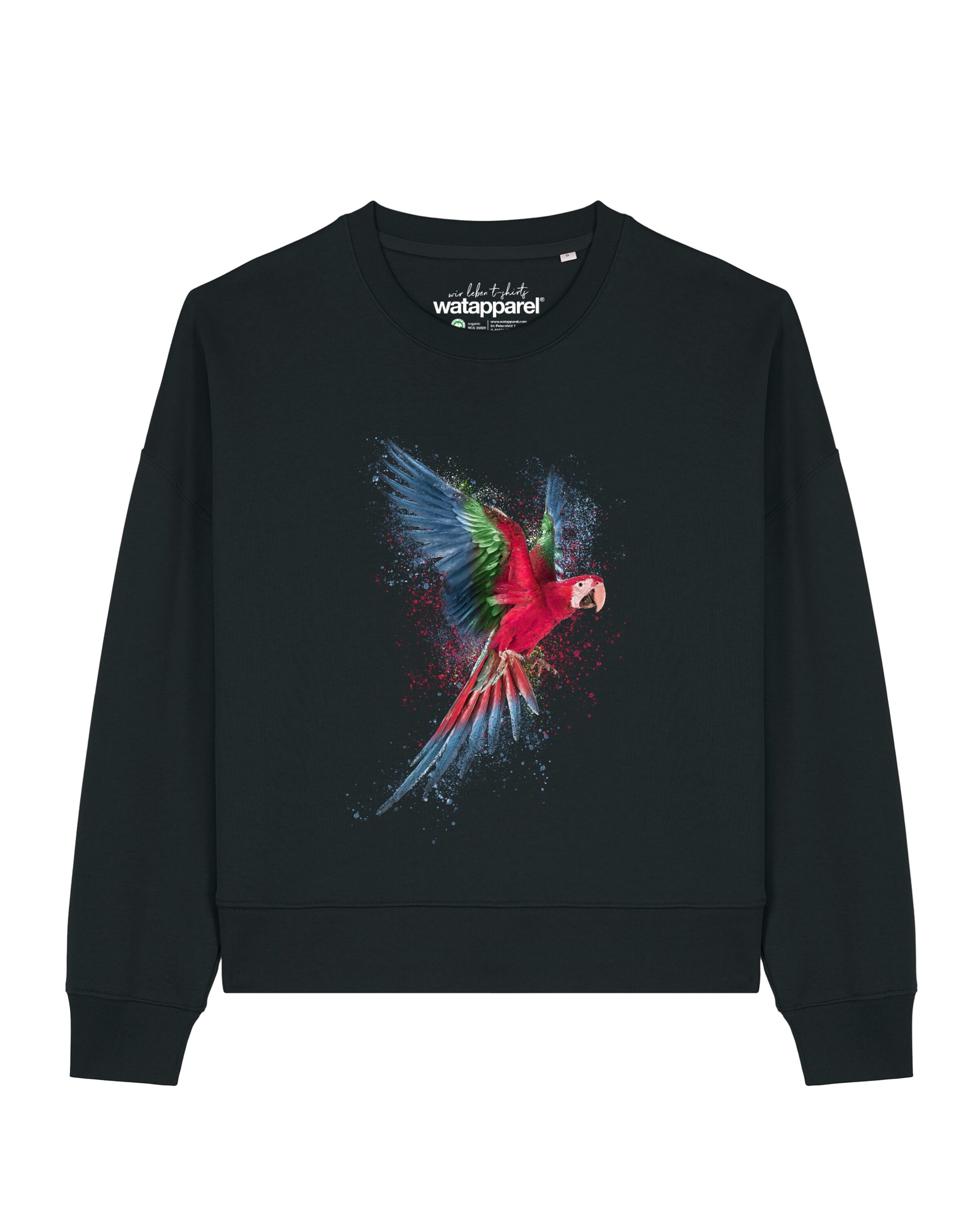 Watapparel Sweatshirt 'Papagei' in Black: front