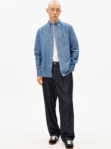 ARMEDANGELS Comfort fit Button Up Shirt in Blue