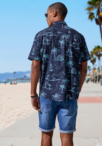 JOHN DEVIN Regular Fit Hemd 'Hawaii' in Blau