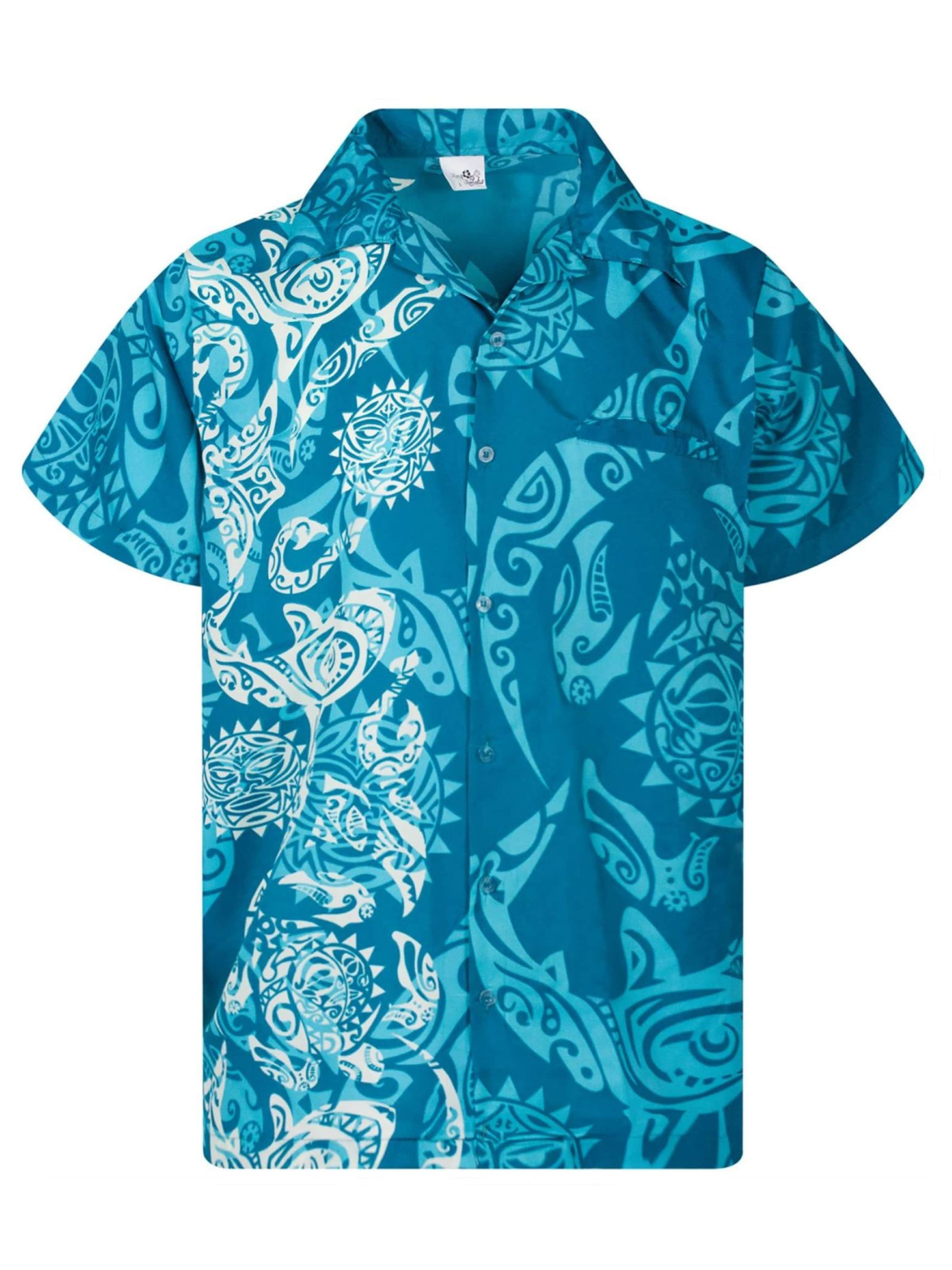 King Kameha Shirt 'Maori Wedding' in Blauw: voorkant