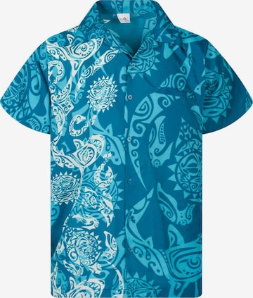 King Kameha Shirt 'Maori Wedding' in Blauw: voorkant