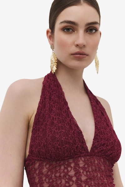 No Matter What Top in de kleur Bordeaux, Productweergave