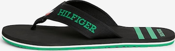 TOMMY HILFIGER T-Bar Sandals in Black: front