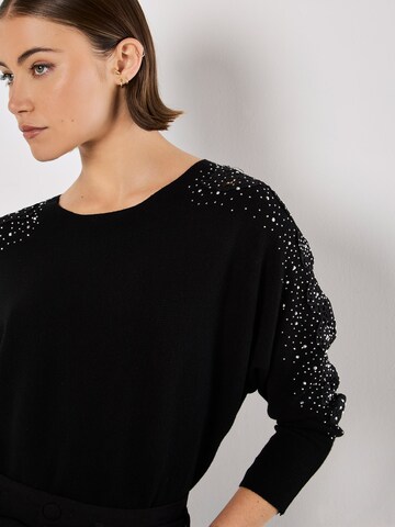 Apricot Lace Rhinestone Embellished Jumper ' ' in Schwarz