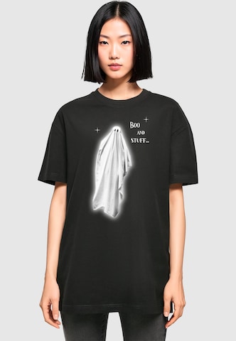 Merchcode Shirt 'Halloween - Boo And Stuff' in Zwart: voorkant