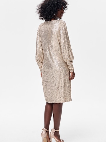 Blue Shadow Dress in Gold: front