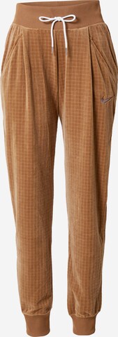 Nike Sportswear Tapered Pleat-Front Pants in Brown: front