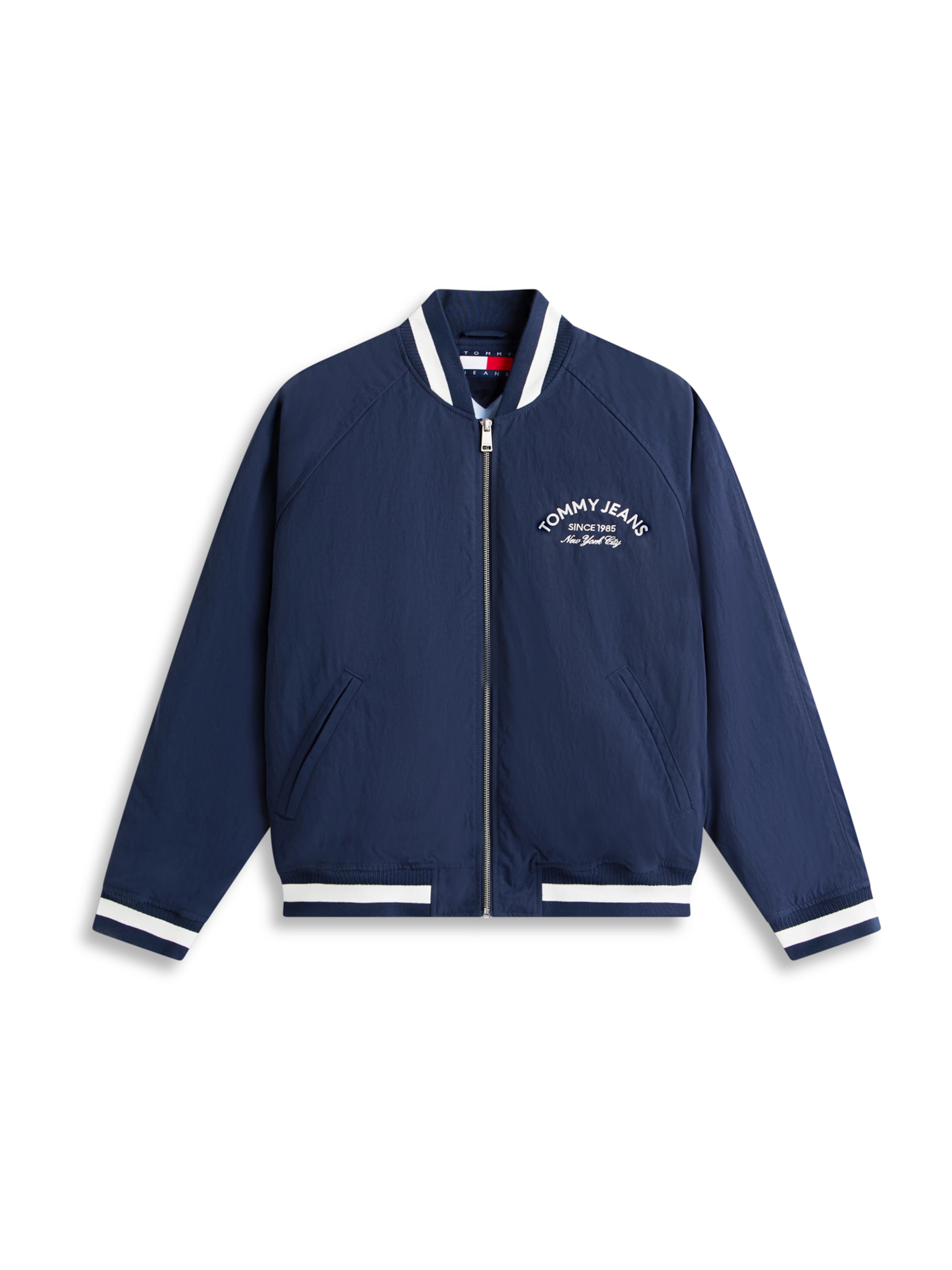 Tommy Jeans Átmeneti dzseki 'VARSITY' - kék: elől