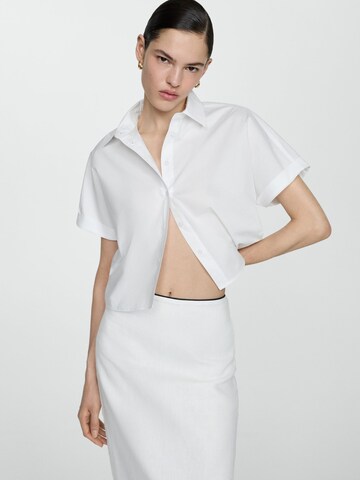 MANGO Blouse 'Stitch' in White: front