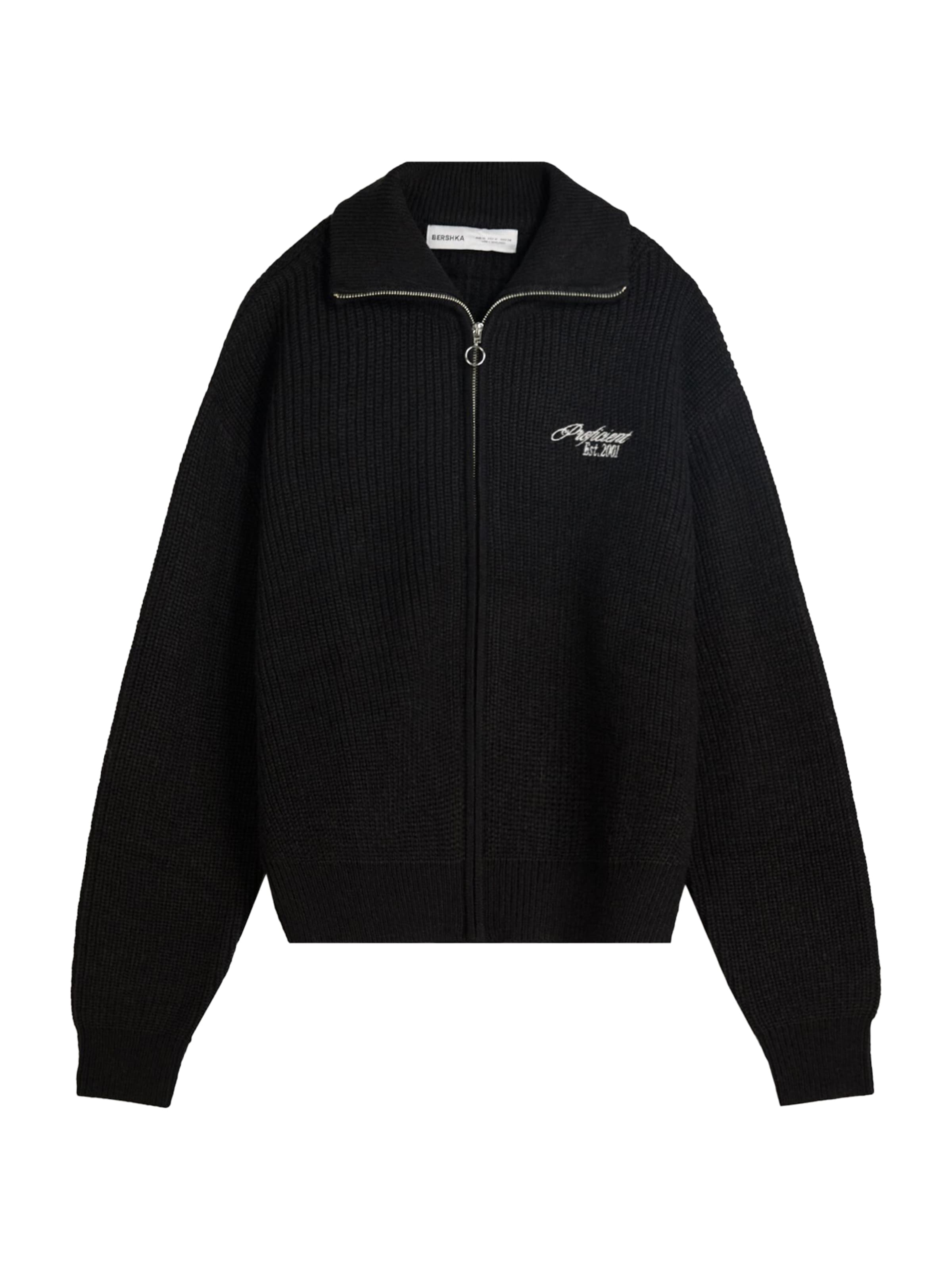 Bershka Pletena jopa | črna barva: sprednja stran