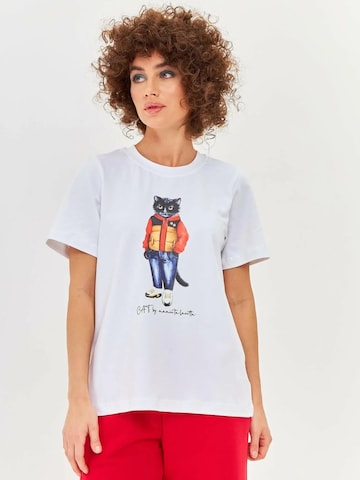 Cat e Lolette Shirt 'Sport Casual Cat' in White
