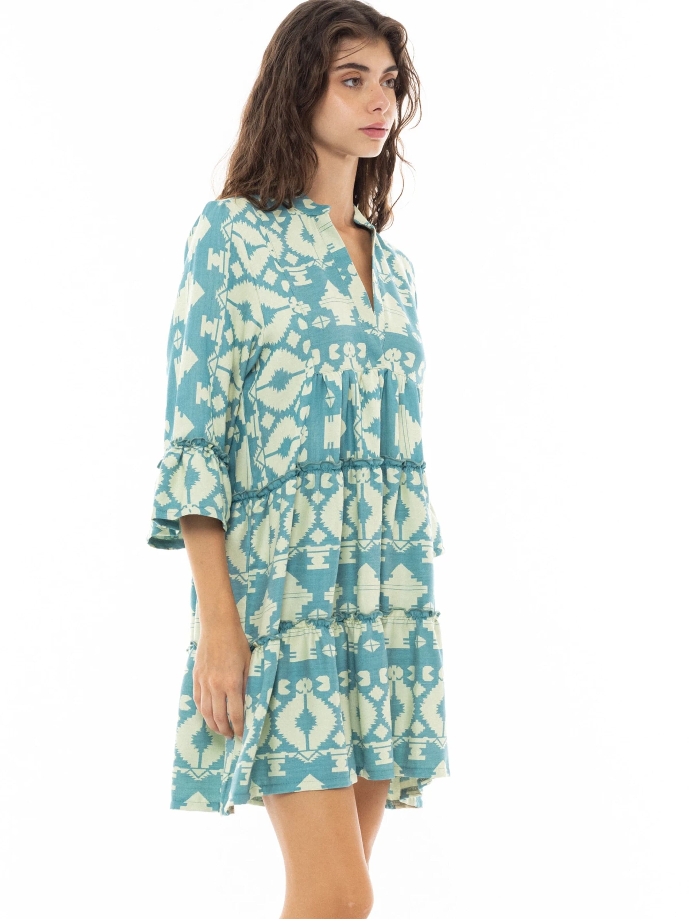 Pink Label Zomerjurk 'BEACHWEAR EMBROIDERY AQUA' in Groen