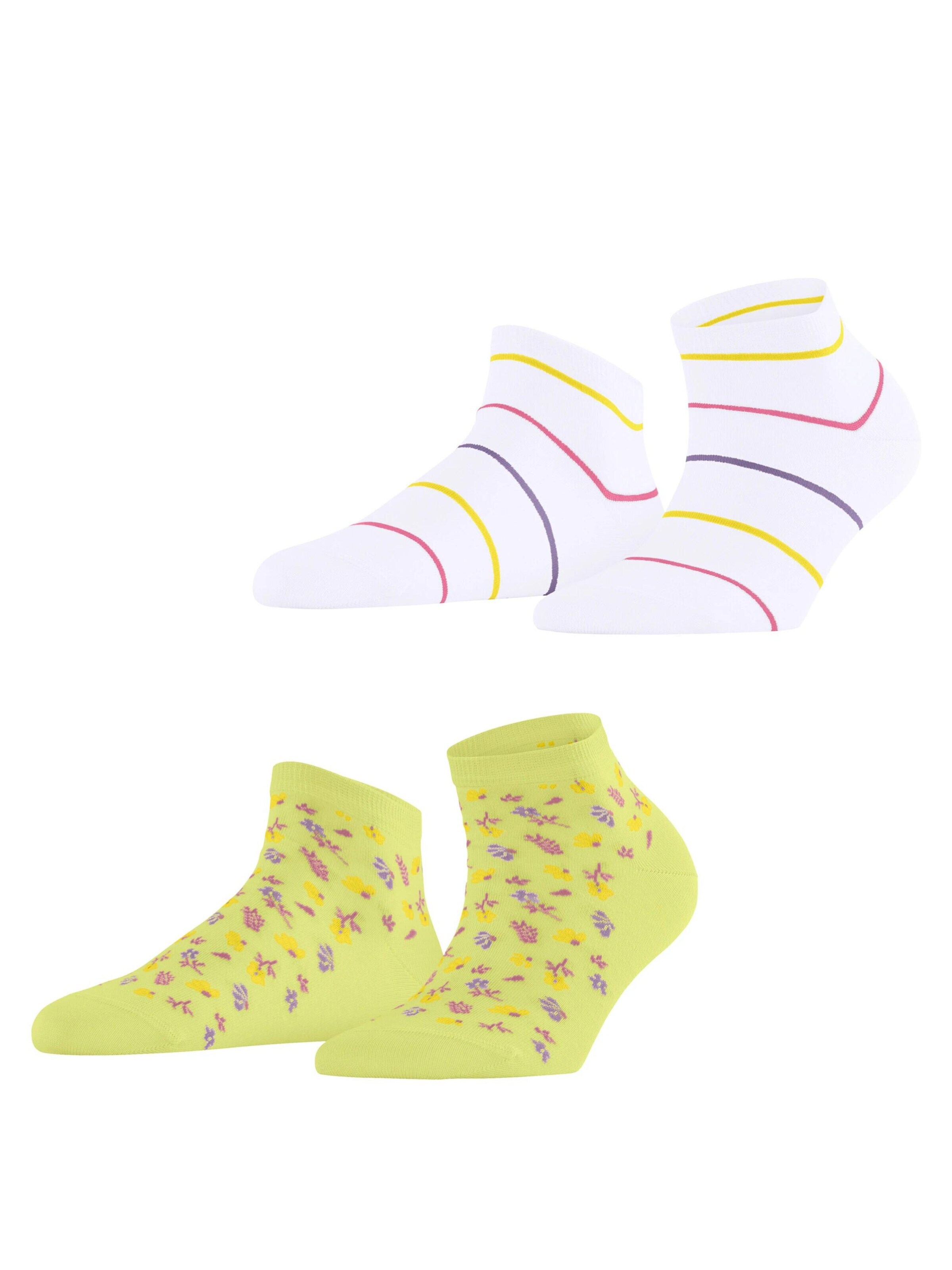 ESPRIT Socken 'Flowers & Stripes 2-Pack'‌‌‌‌‌‌‌ in Gelb: Vorderseite