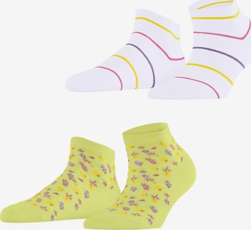 ESPRIT Socken 'Flowers & Stripes 2-Pack' in Gelb: Vorderseite