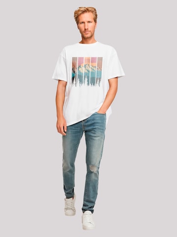 F4NT4STIC Shirt 'Berg Sonnenuntergang Retro' in White