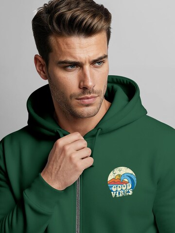 Neverless Zip-Up Hoodie 'Good Vibes' in Green