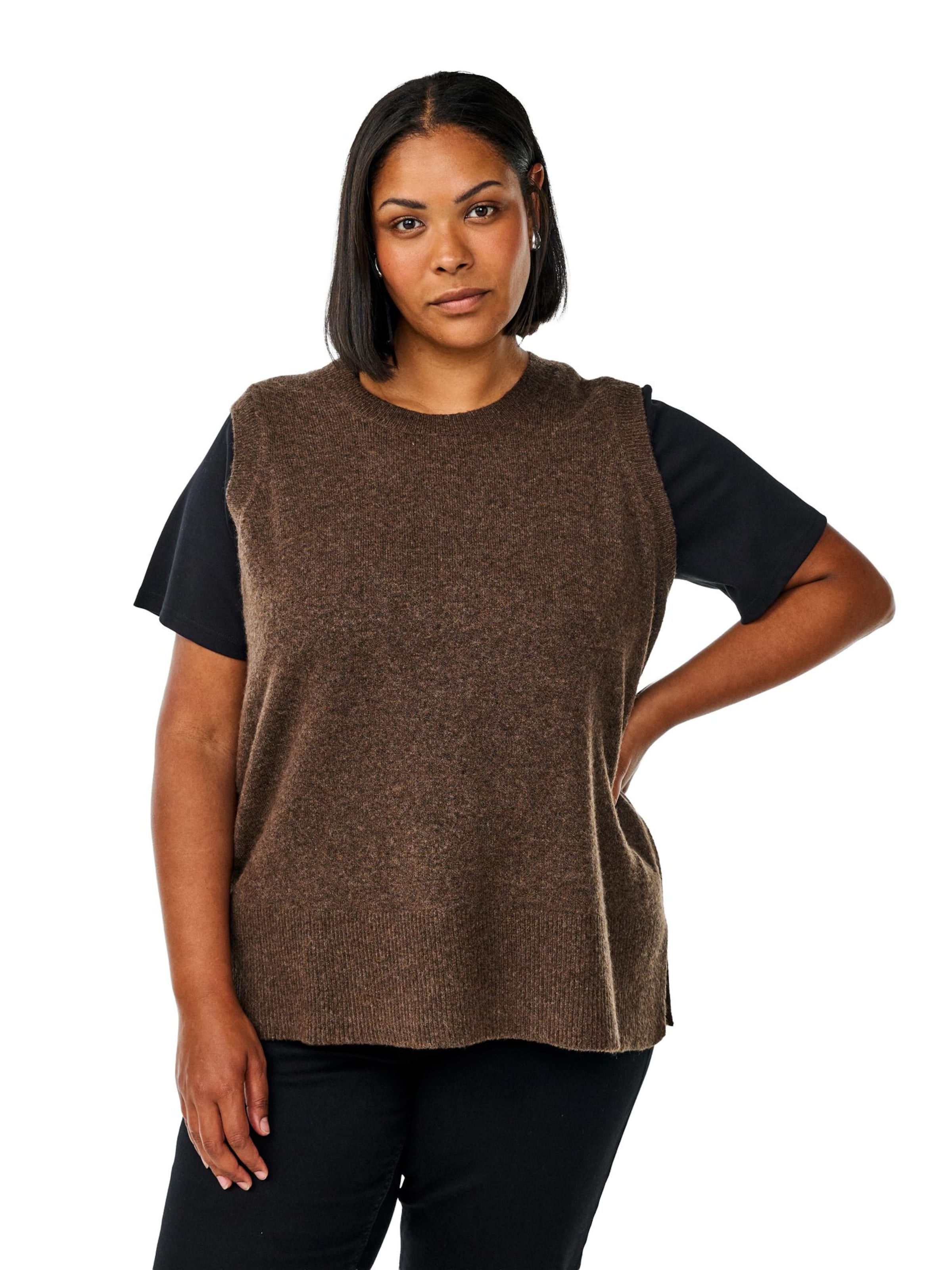 Zizzi Pullover 'Vista' i brun: forside