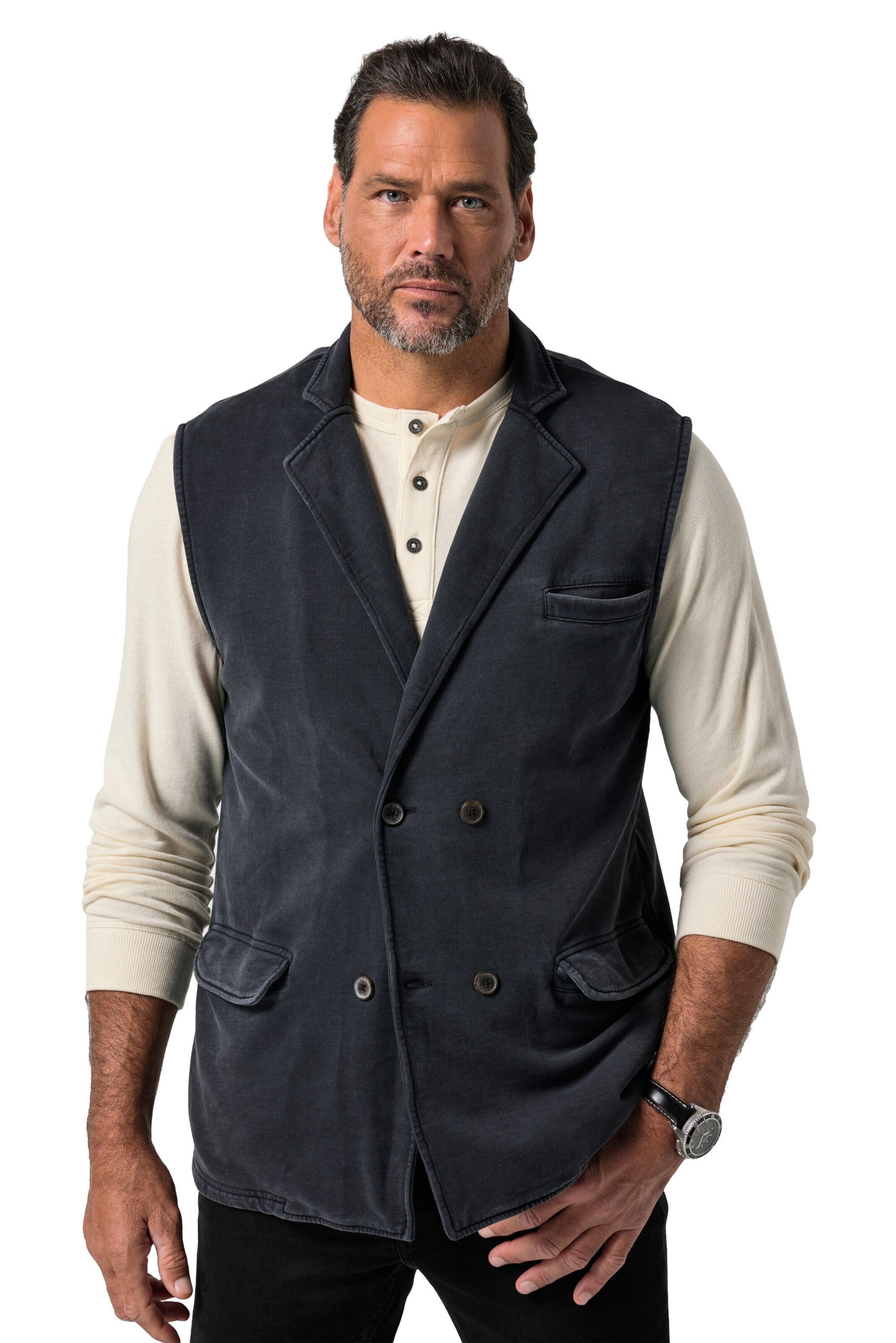 JP1880 Weste in Schwarz: Vorderseite