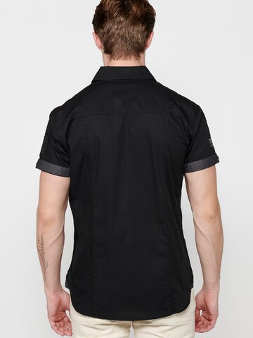 KOROSHI Slim Fit Hemd in Schwarz