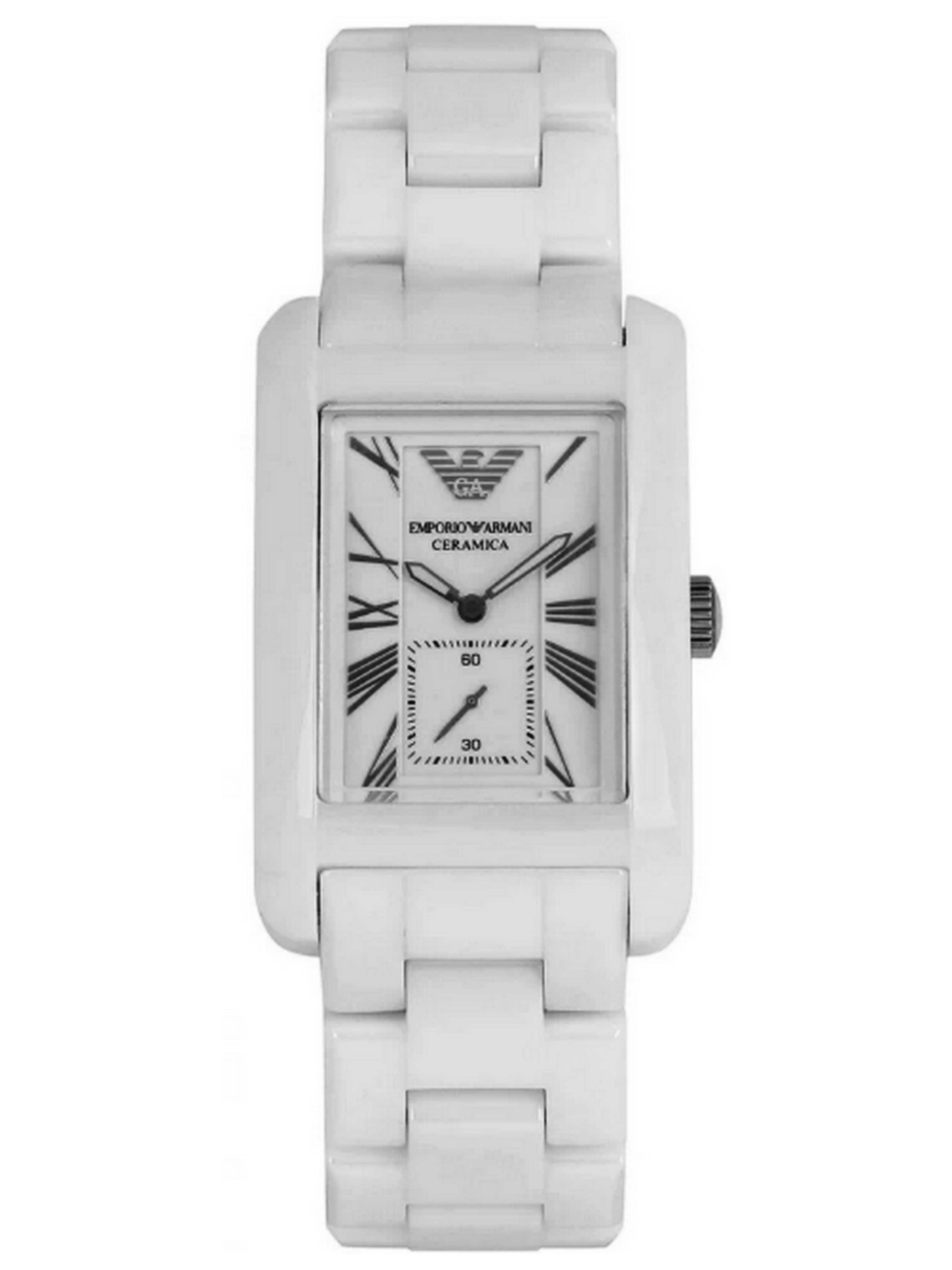 Emporio Armani Montre à affichage analogique en blanc, Vue avec produit