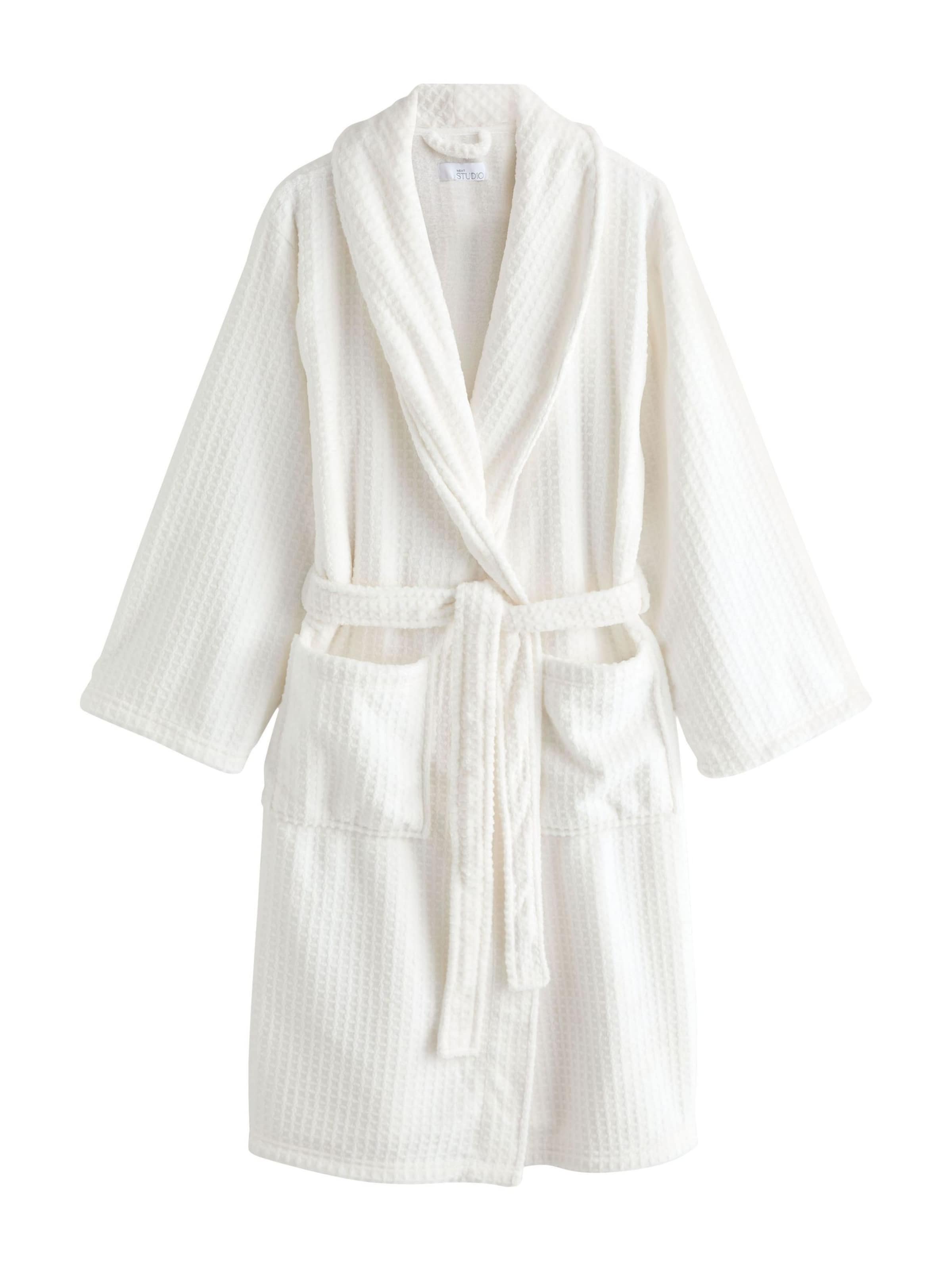 Next Банный халат короткий в Белый: спереди