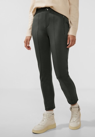 STREET ONE Slim fit Pleated Pants 'York' in Green: front