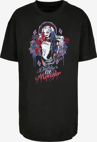 T-shirt oversize 'Harley Quinn Daddy's Lil Monster' F4NT4STIC en noir : devant