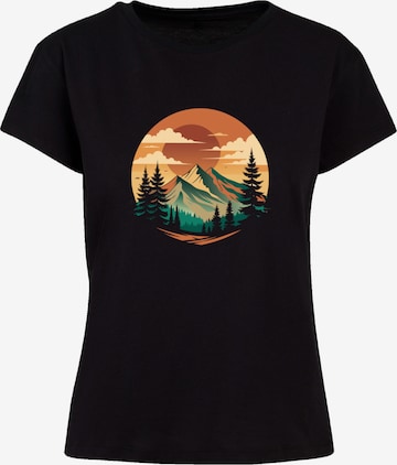 F4NT4STIC T-Shirt 'Sonnenuntergang Berglandschaft' in Schwarz: Vorderseite