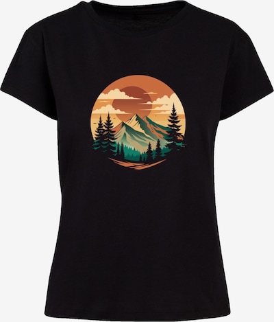 F4NT4STIC T-Shirt 'Sonnenuntergang Berglandschaft' in braun / hellbraun / dunkelgrün / schwarz, Produktansicht