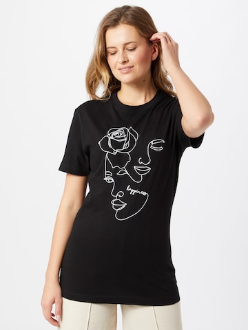 Merchcode - Camisa 'One Line Rose' em preto: frente