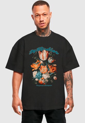 2Y Studios Tričko 'Flowers' – černá: přední strana