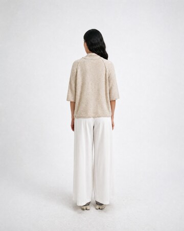 Smith&Soul Kurzarm-Pullover mit Schalkragen in Beige