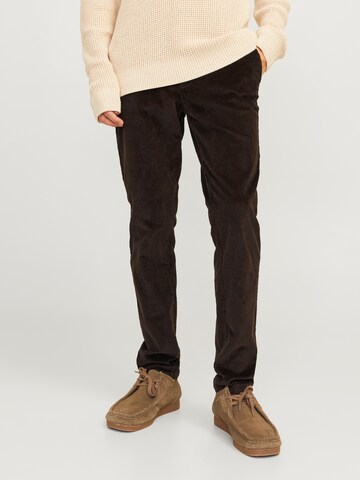 JACK & JONES Slim fit Chino trousers 'JPSTMARCO' in Brown: front