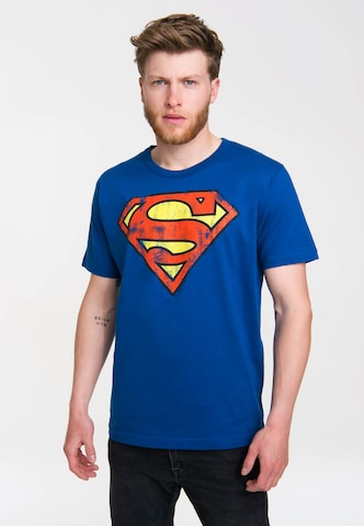 LOGOSHIRT Shirt 'Superman' in Blauw: voorkant