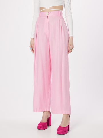 River Island Wide leg Pleat-front trousers in Pink: front