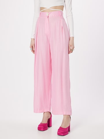 River Island Wide leg Παντελόνι πλισέ σε ροζ: μπροστά