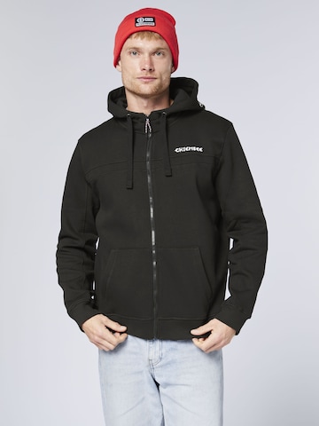 CHIEMSEE Zip-Up Hoodie in Black: front