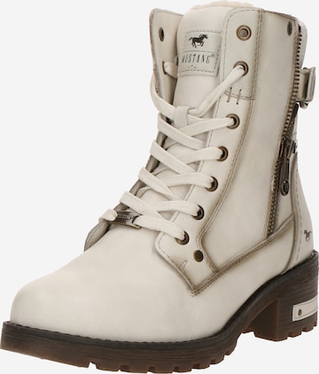 MUSTANG Schnürstiefelette in Weiß: Vorderseite