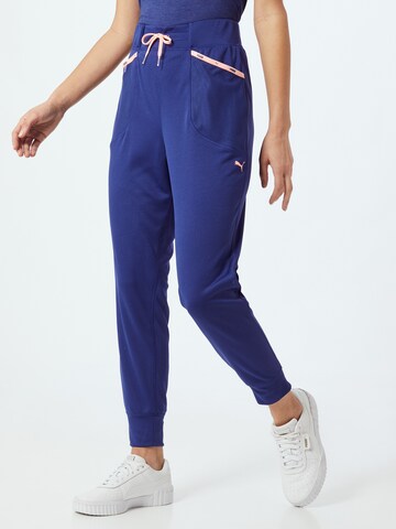 Tapered Pantaloni sport de la PUMA pe albastru: față