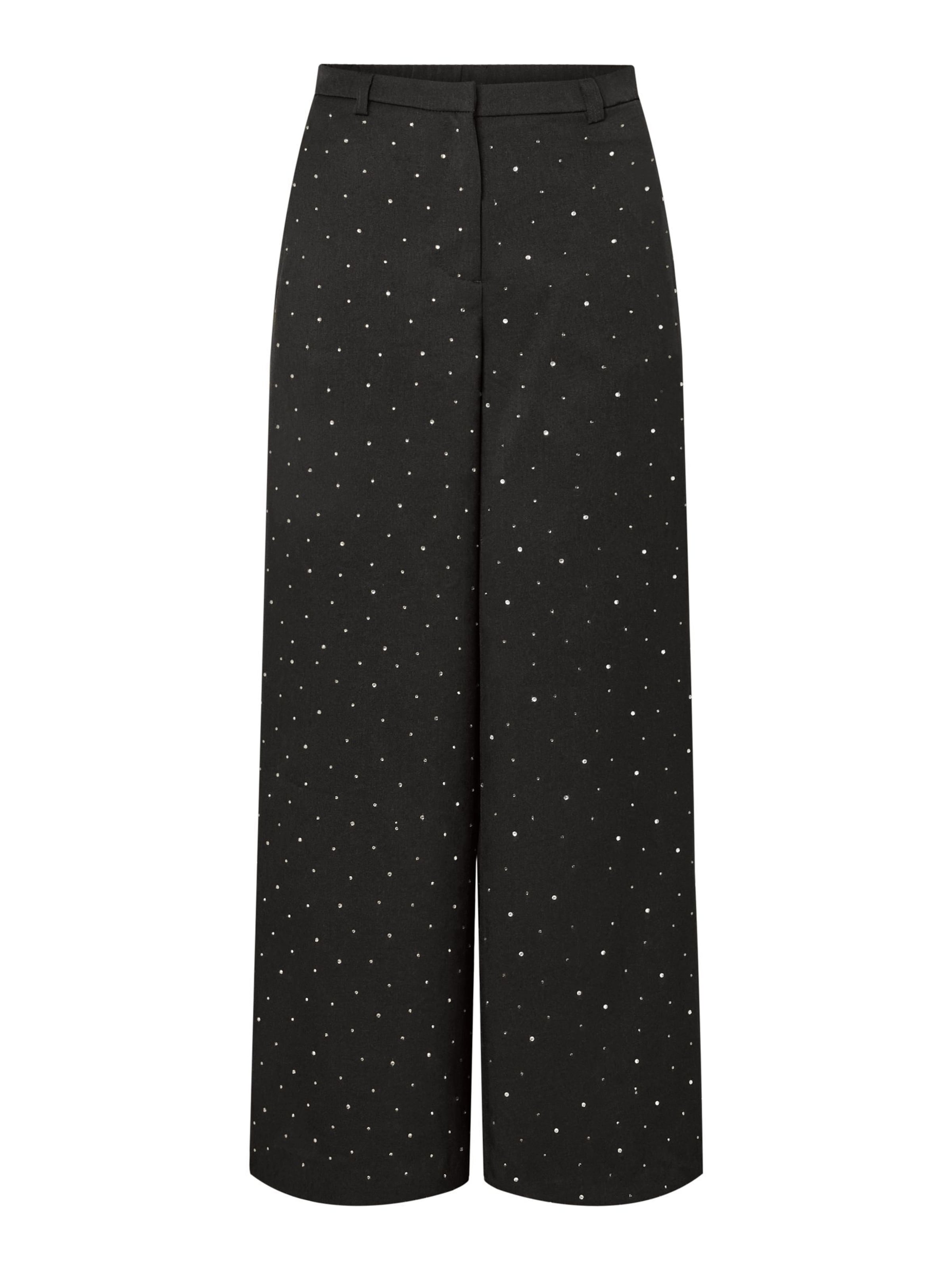 PIECES Wide leg Broek 'PCFalke' in Zwart: voorkant