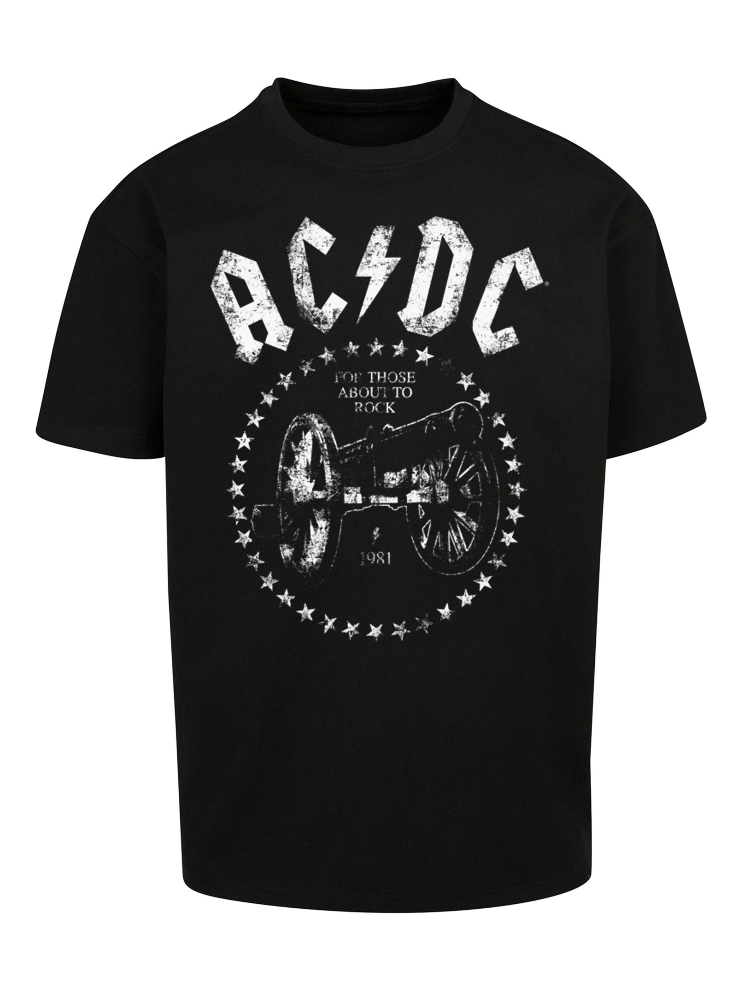 F4NT4STIC Shirt 'ACDC ' in Zwart: voorkant