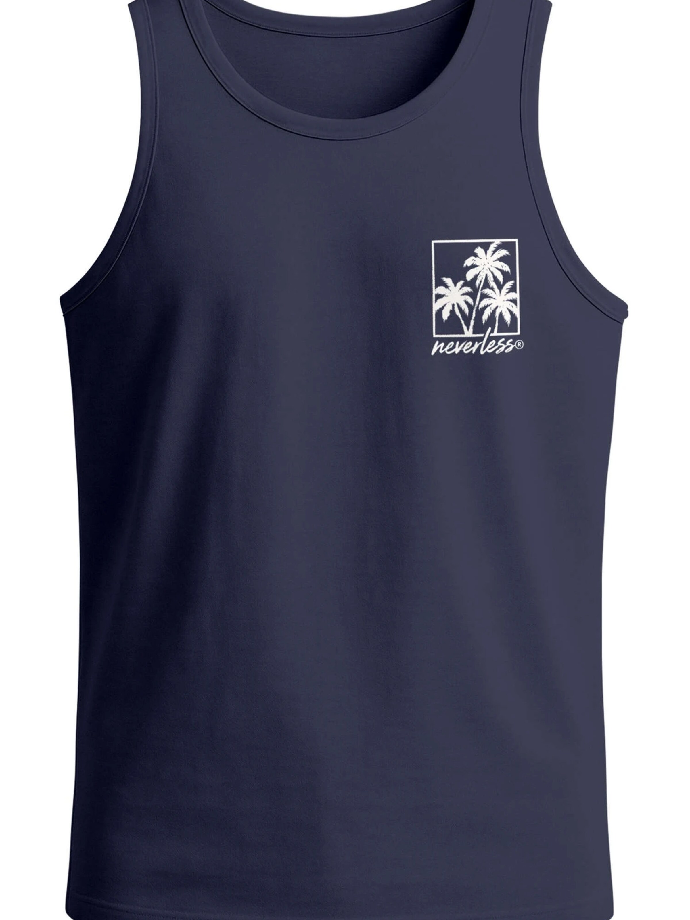 Neverless Shirt 'Logo Palmen'‌‌‌‌‌‌ in Blau: Vorderseite