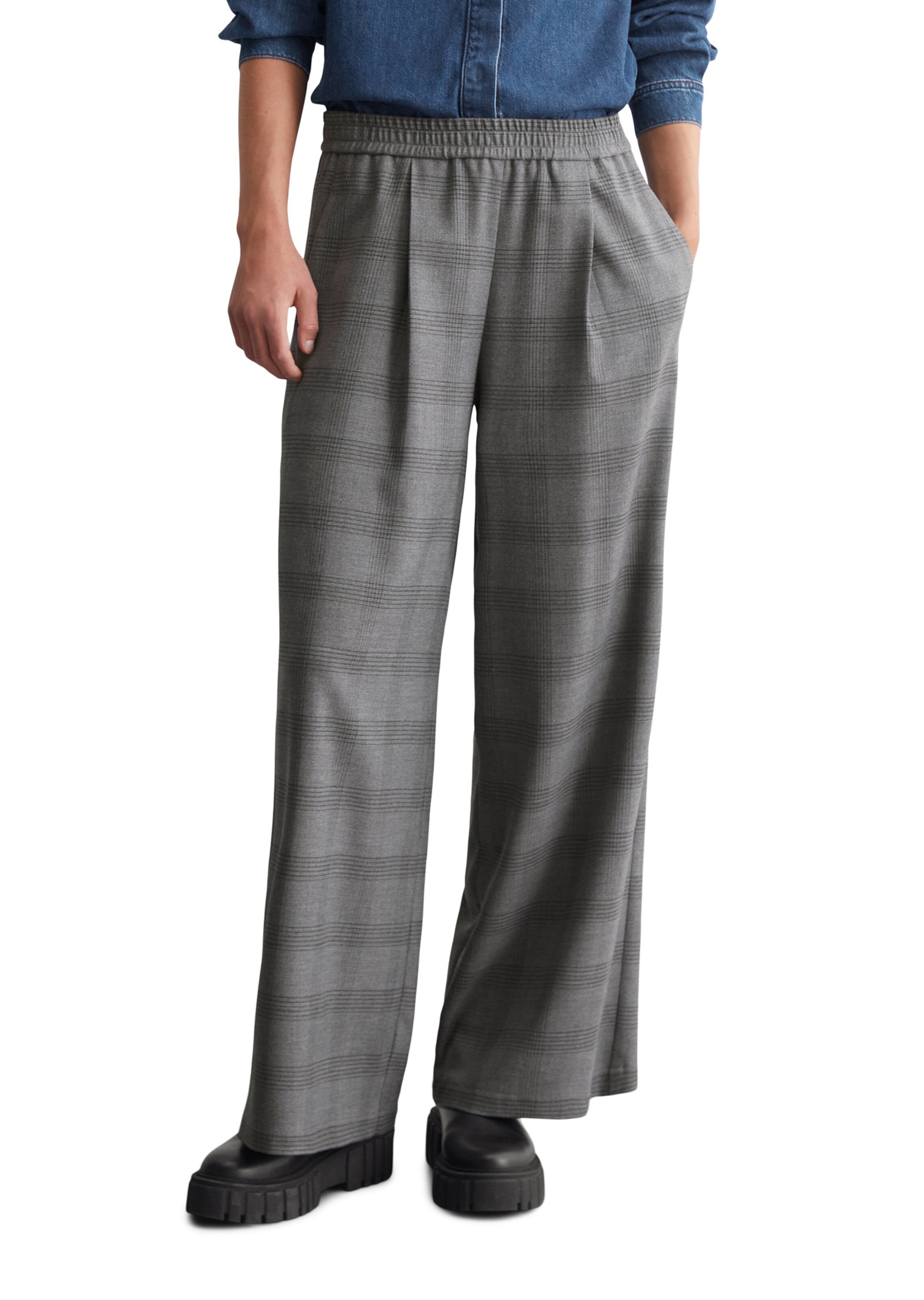 Wide Leg Pantalon à pince Marc O'Polo DENIM en gris : devant