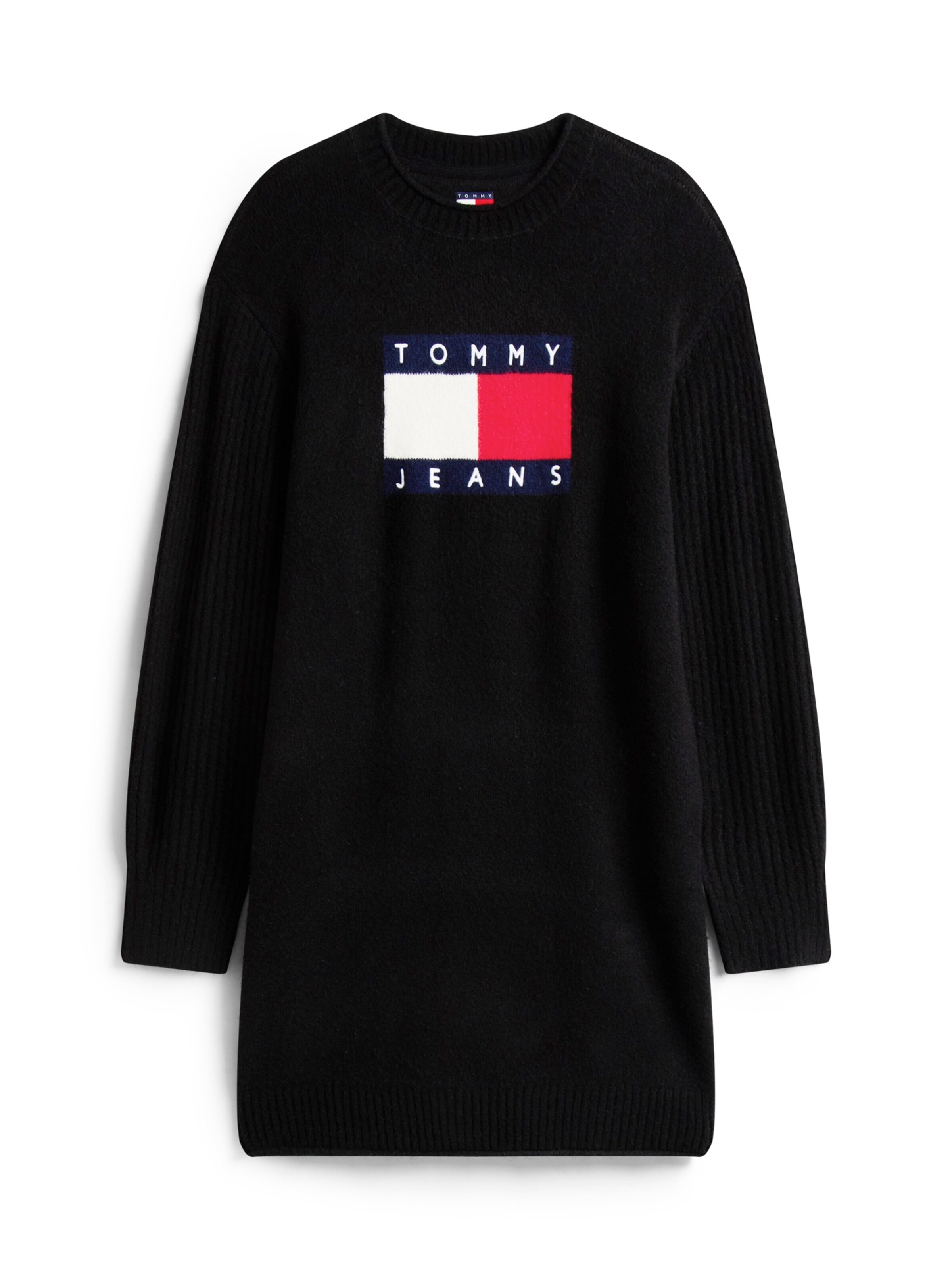 Rochie tricotat de la Tommy Jeans pe negru: față