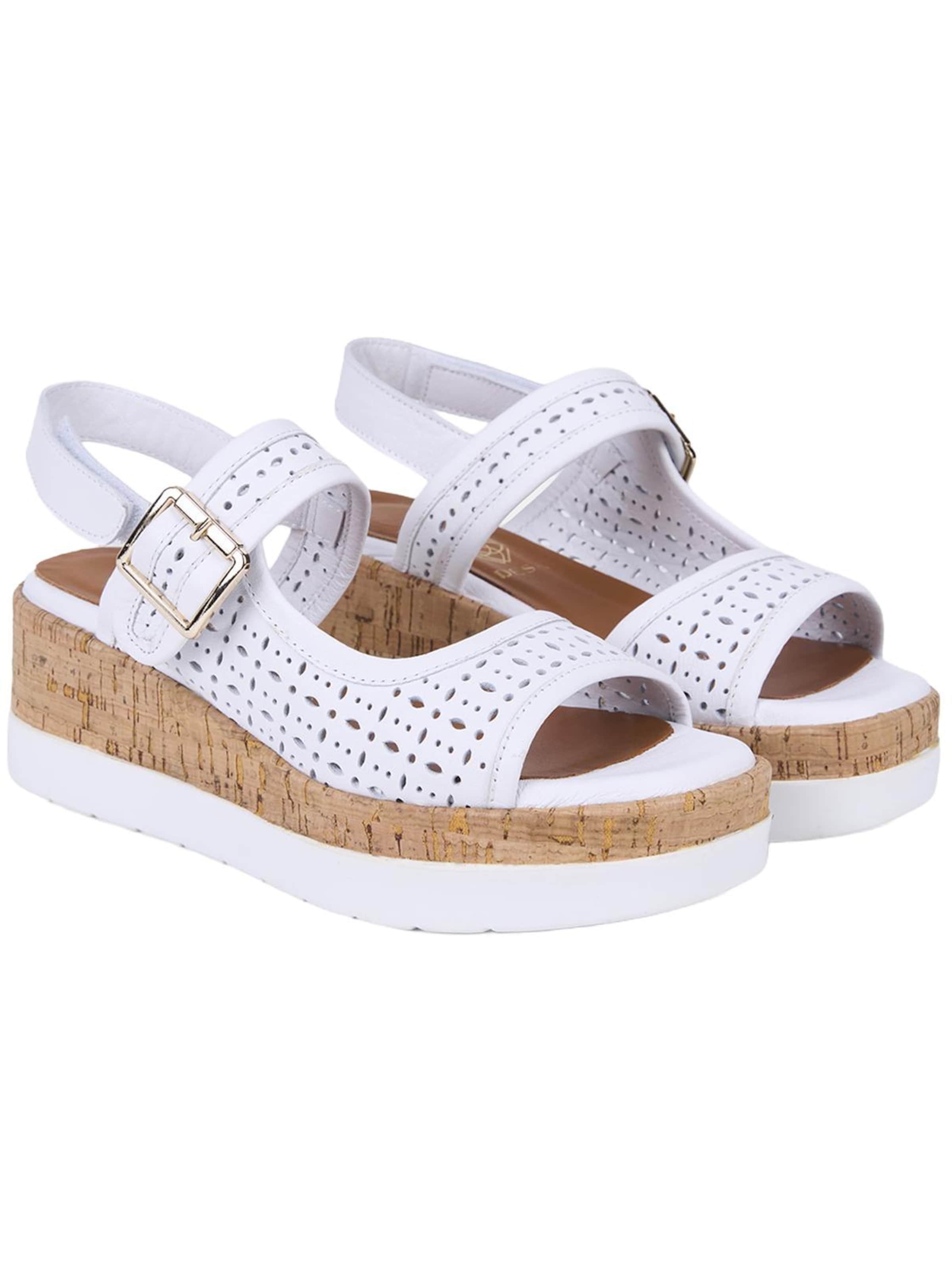 Desa - Sandalias de dedo 'DESA Damen-Keilsandalen aus perforiertem Leder' en blanco