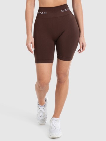 Smilodox Skinny Workout Pants 'Azura' in Brown: front